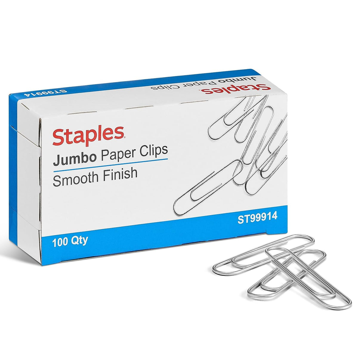 Staples Jumbo Paper Clips, Silver, Large Steel, 1,000-Pack