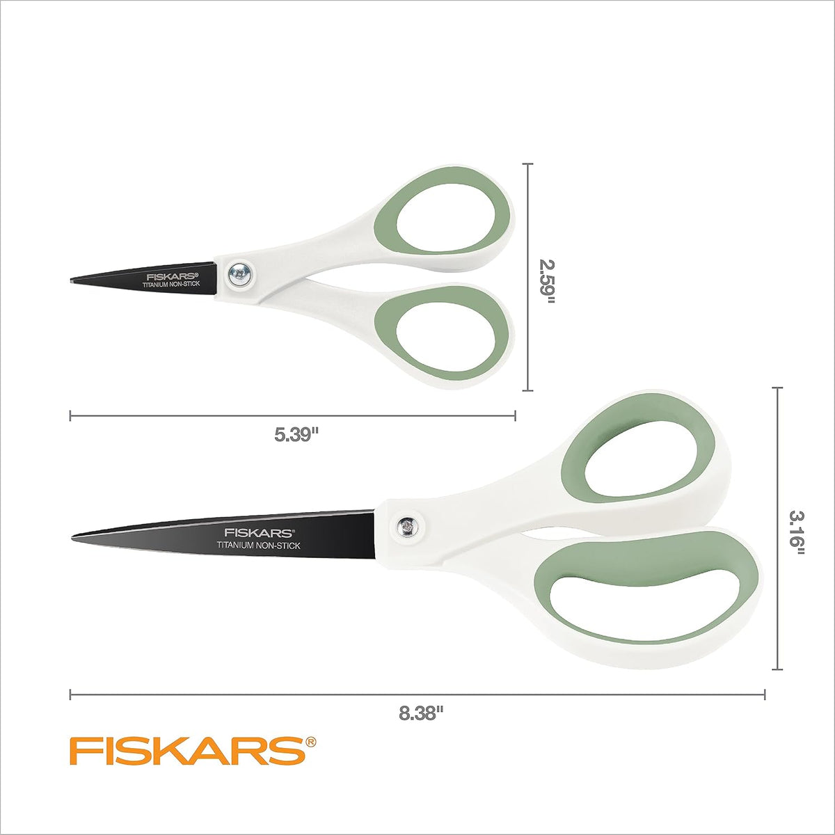 Fiskars 8" & 5" Everyday NonStick SoftGrip All Purpose Scissors Set, 2-Pack