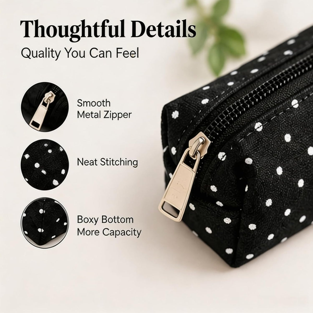 Polka Dot Canvas Pouch, Aesthetic Polka Dot Canvas Case for Daily Item