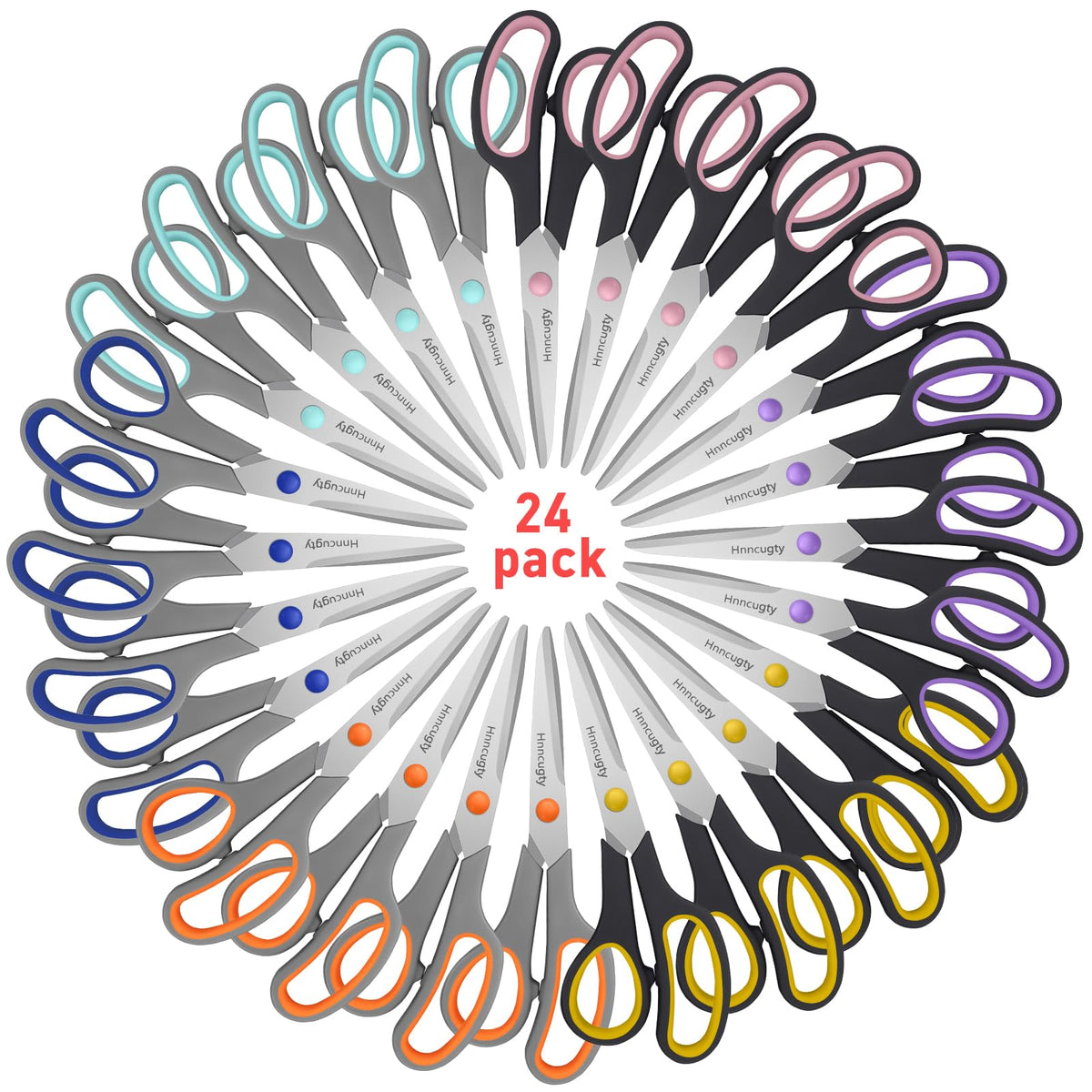 Scissors for Office School Supplies, Hnncugty 8"Scissors All Purpose 6 Pack