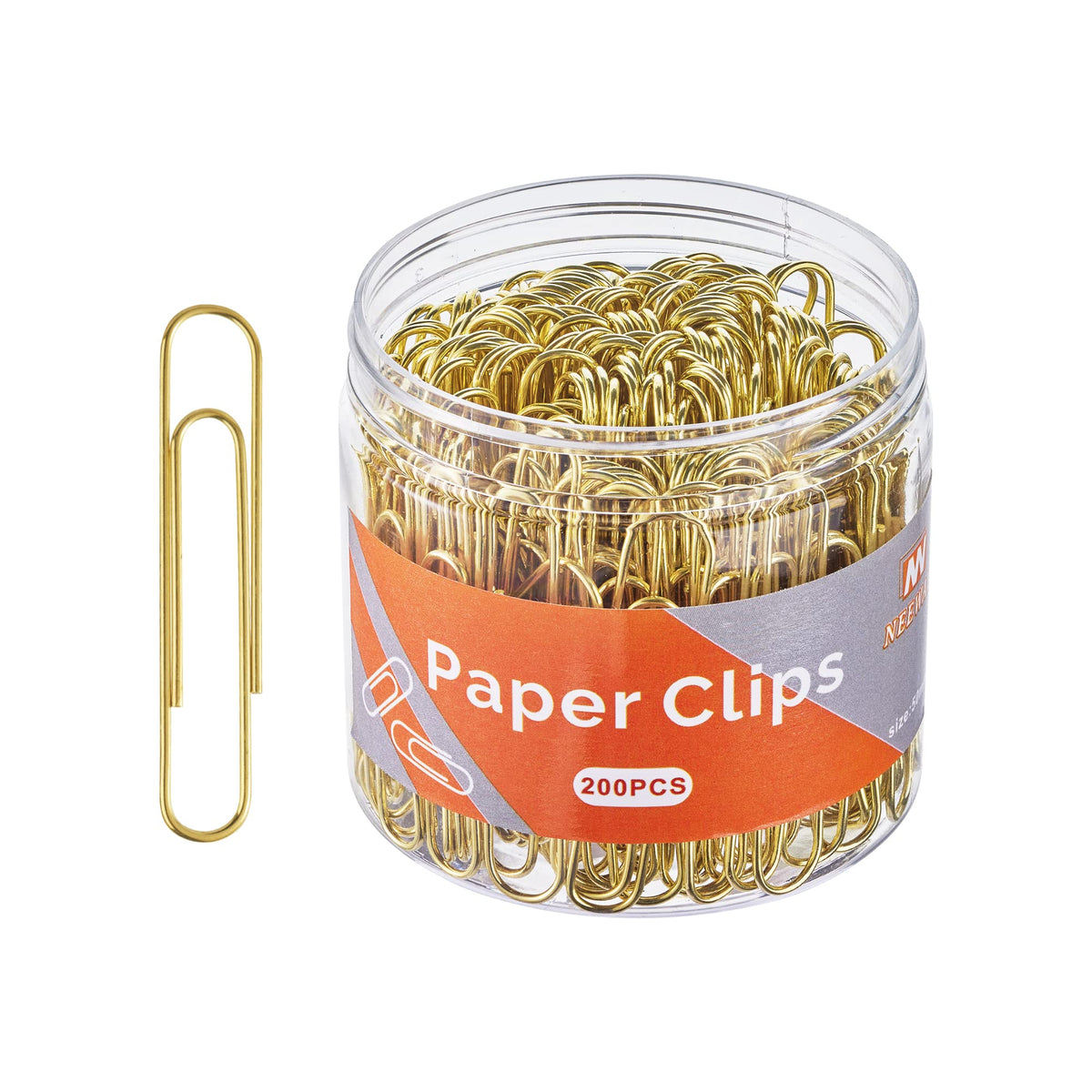 NEEWAY Gold Paper Clips, 200 Count Large Size, 2 Inch Jumbo Paperclips, Stylish Gold-Plated Paper Clip