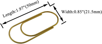 HAHIYO Paper Clips 2 inches (50mm) Length Gold Wide Paperclips Vinyl Coated Prevent Scratching Tearing The Pages Sturdy for Bookmark Organize Home Office School 30 Pack