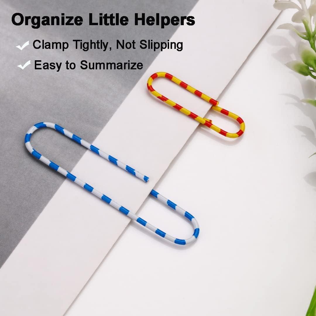Vinaco Color Stripe Paper Clips, 400Pcs Medium Large 1.3" & 2", Rustproof