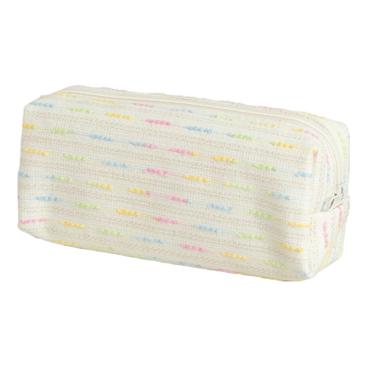 Seersucker Striped Pencil Bag, Large Capacity Stationery Pouch