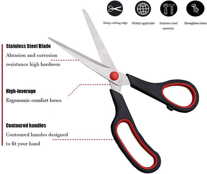 Scissors, Multipurpose office Scissors,8.5 Inch Ultra Sharp Shears, Comfort-Grip Handles Household scissors，Sturdy Sharp Craft Supplies - Pack of 5, Right/Left Hande