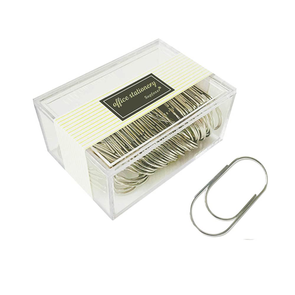 Gold Large Paper Clips, 50pcs 50mm/1.97" Oversized Jumbo Wide Planner Giant Paper Clip Non Skid Smooth Finish Steel Wire Office Supply Invitation Accessories (Gold)