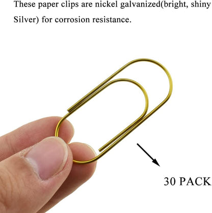 HAHIYO Paper Clips 2 inches (50mm) Length Gold Wide Paperclips Vinyl Coated Prevent Scratching Tearing The Pages Sturdy for Bookmark Organize Home Office School 30 Pack