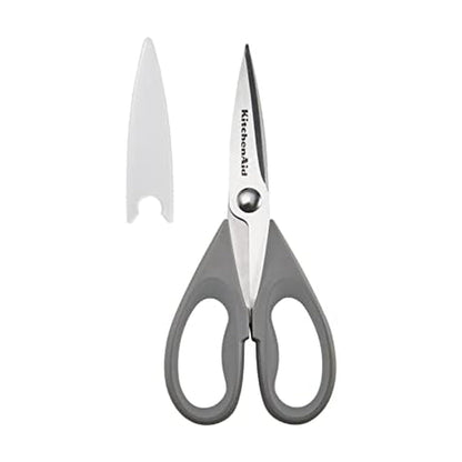 KitchenAid All Purpose Kitchen Shears with Protective Sheath Durable Stainless Steel Scissors, Dishwasher Safe, Soft Grip Comfort Handle, 8.72 Inch, Ink Blue