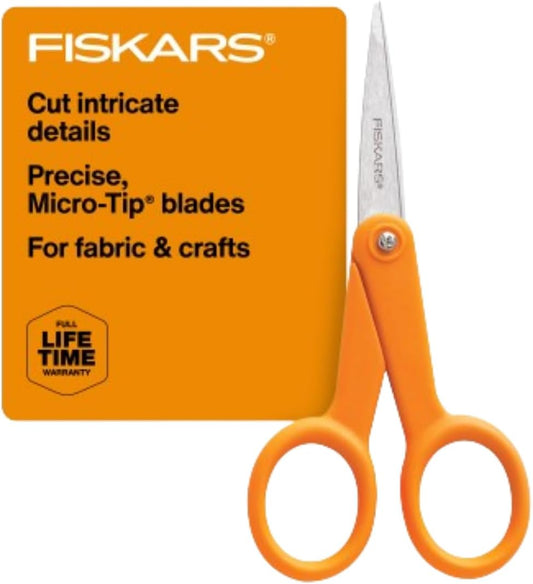 Fiskars 5" Orange-Handled Micro-Tip Fabric Scissors, No. 5