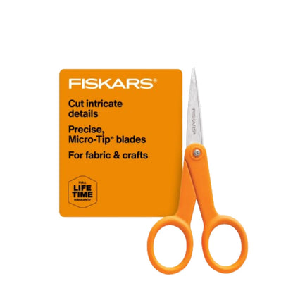 Fiskars 5" Orange-Handled Micro-Tip Fabric Scissors, No. 5