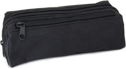 Fashion Stationery Black Pencil Case, Large Capacity, 2 Compartments