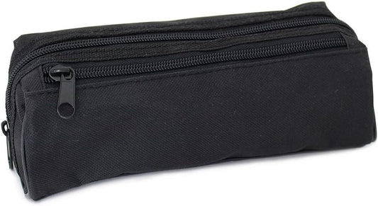 Fashion Stationery Black Pencil Case, Large Capacity, 2 Compartments
