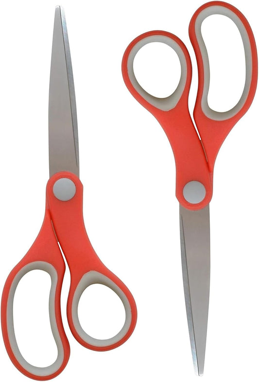 Westcott School Scissors for Kids Ages 12 and Up - Back to School Essentials and Classroom Supplies - 7-Inch Pointed Student Scissors - for Right- or Left-Handed Use - Red/Gray - 2 Pack