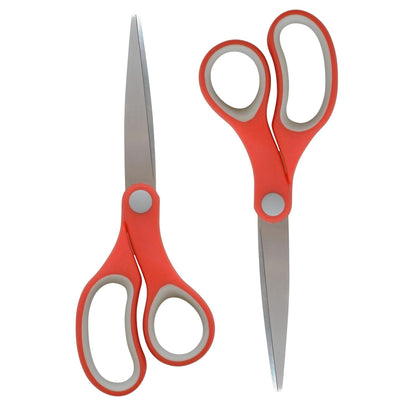 Westcott School Scissors for Kids Ages 12 and Up - Back to School Essentials and Classroom Supplies - 7-Inch Pointed Student Scissors - for Right- or Left-Handed Use - Red/Gray - 2 Pack