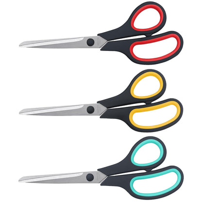 LONGKEY 8.5" Pastel Scissors 3-Pack, Ultra Sharp Stainless Steel