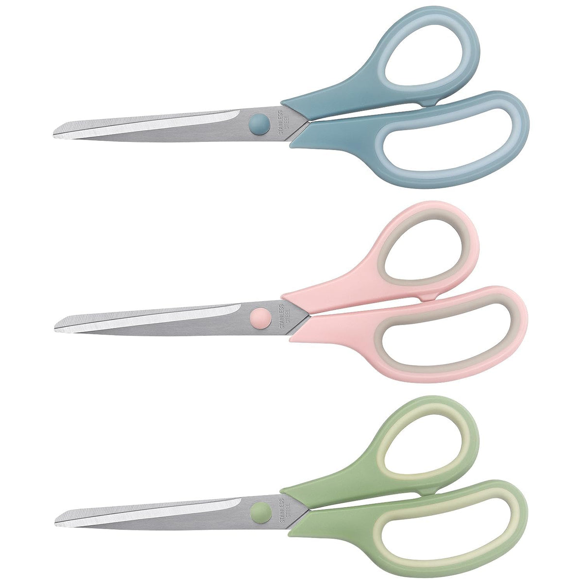 LONGKEY 8.5" Pastel Scissors 3-Pack, Ultra Sharp Stainless Steel