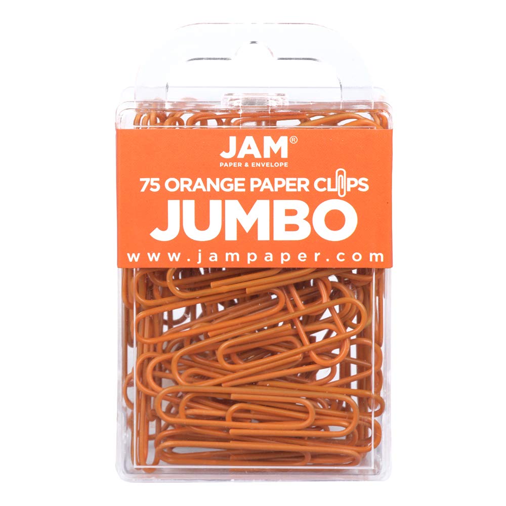 JAM PAPER Colorful Standard Paper Clips - Regular 1 Inch - Orange Paperclips - 100/Pack