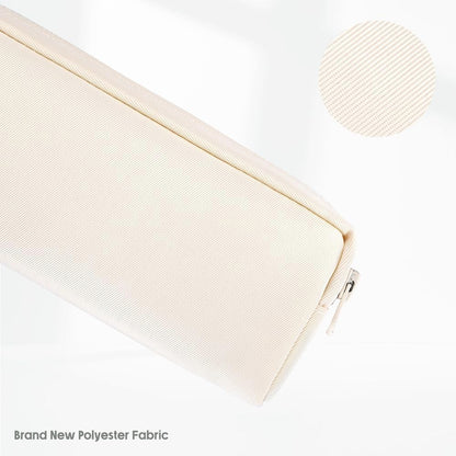 Big Capacity Pencil Case, Pure Color Pen Pouch with Zipper Stationary Storage Bag for Adult Students Officers, Cream White