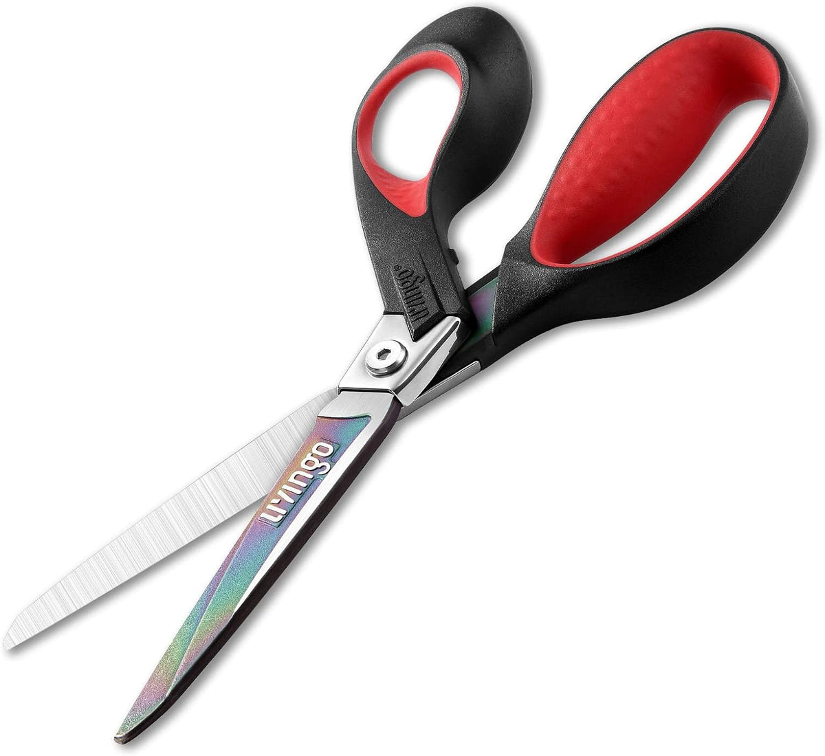 LIVINGO 9" Heavy Duty Titanium Coated Stainless Steel Scissors, (Red/Black)