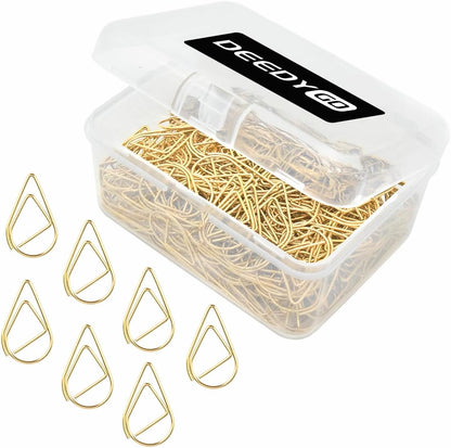 DEEDYGO 250 PCS Gold Paper Clips, Teardrop Paperclips, 1 Inch