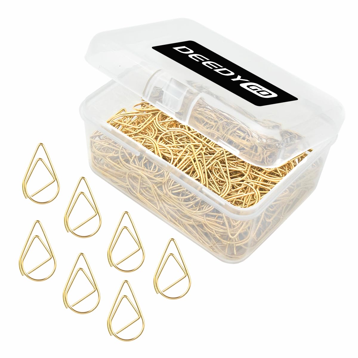 DEEDYGO 250 PCS Gold Paper Clips, Teardrop Paperclips, 1 Inch