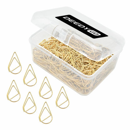 DEEDYGO 250 PCS Gold Paper Clips, Teardrop Paperclips, 1 Inch