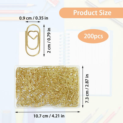 200 Pcs Small Heart Paper Clips Paperclips, 0.78 inch Cute Mini Paperclips