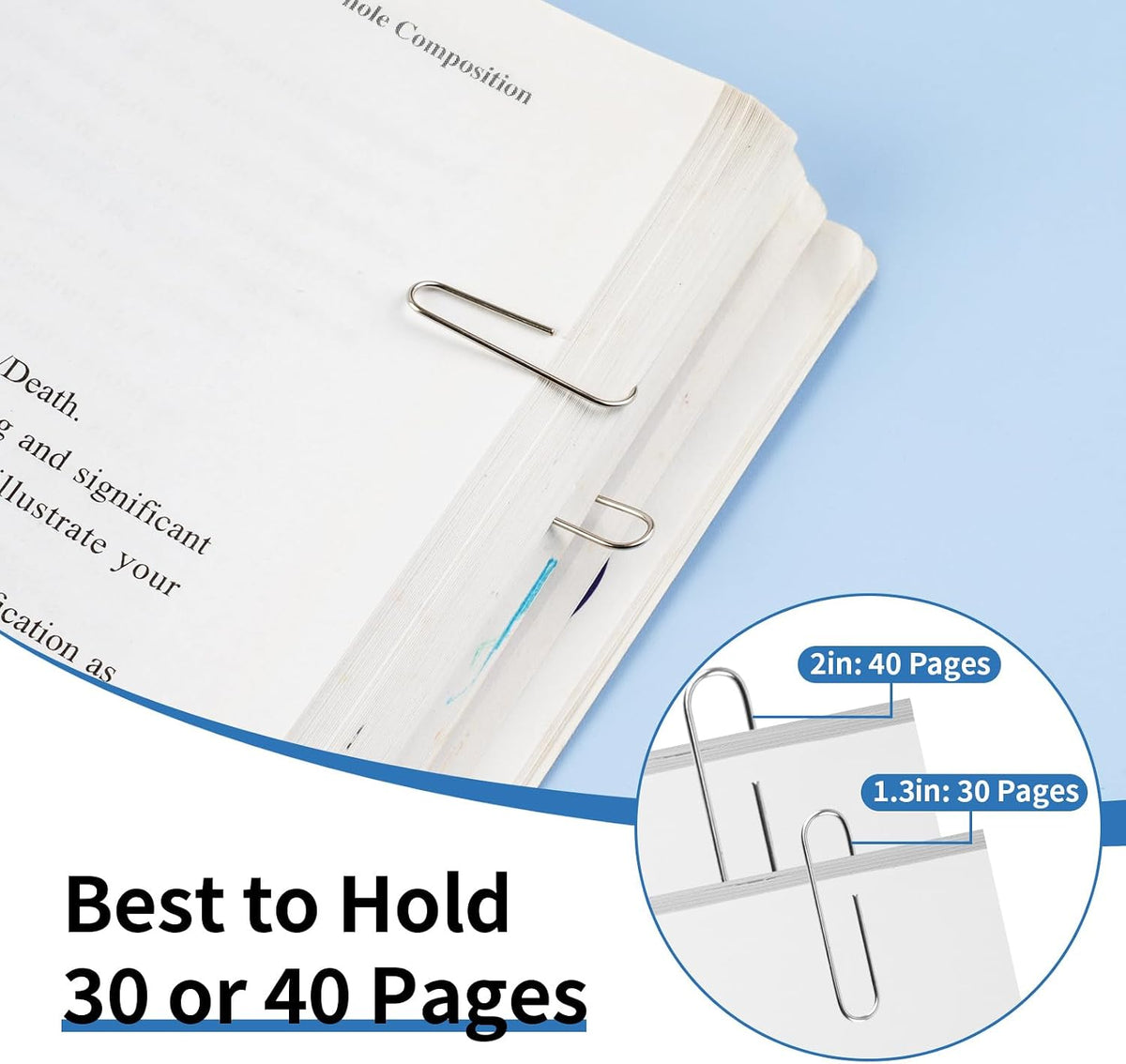 800 PCS Medium Paper Clips #1, Smooth Paperclip for Office & School, 1.3 in