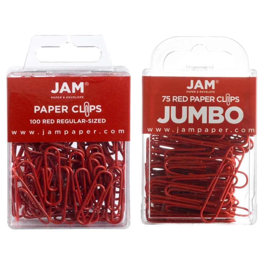 JAM PAPER Colorful Standard Paper Clips - Regular 1 Inch - Orange Paperclips - 100/Pack