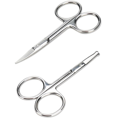 LePinko Facial Hair Small Grooming Scissors For Men Women, 2PCS Silver