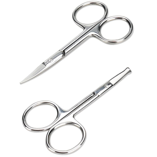 LePinko Facial Hair Small Grooming Scissors For Men Women, 2PCS Silver
