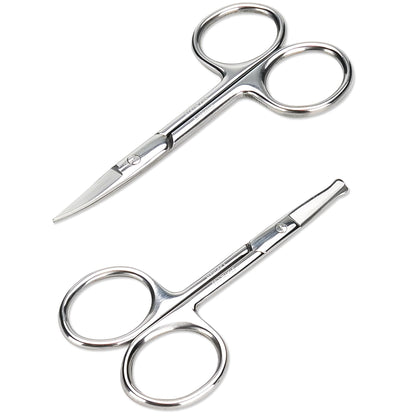 LePinko Facial Hair Small Grooming Scissors For Men Women, 2PCS Silver
