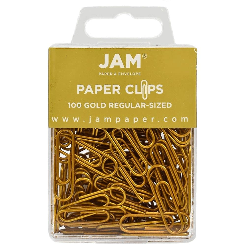 JAM PAPER Colorful Standard Paper Clips - Regular 1 Inch - Orange Paperclips - 100/Pack