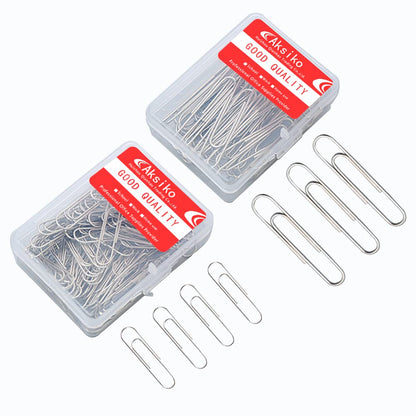 220pcs Silver Paper Clips, Medium and Jumbo Size (1.3 inch & 2 inch) Office Paperclips - with Storage Box in Each Size for Easy Storage