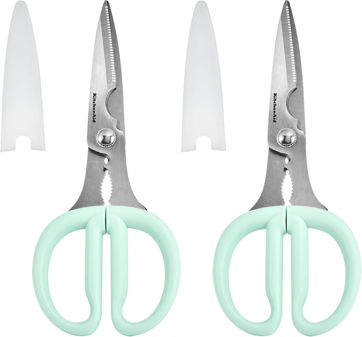 KitchenAid All Purpose Kitchen Shears with Protective Sheath Durable Stainless Steel Scissors, Dishwasher Safe, Soft Grip Comfort Handle, 8.72 Inch, Ink Blue