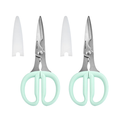 KitchenAid All Purpose Kitchen Shears with Protective Sheath Durable Stainless Steel Scissors, Dishwasher Safe, Soft Grip Comfort Handle, 8.72 Inch, Ink Blue