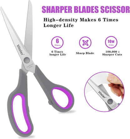 Vitoler Scissors 8.5" Heavy Duty scissors all purpose Bulk Set of 3