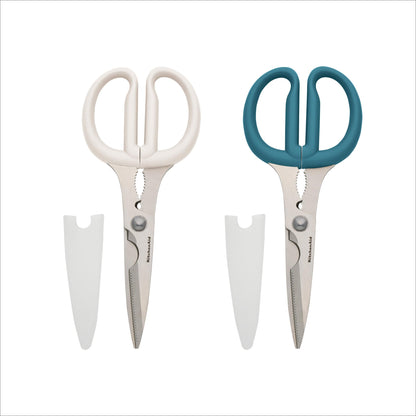KitchenAid All Purpose Kitchen Shears with Protective Sheath Durable Stainless Steel Scissors, Dishwasher Safe, Soft Grip Comfort Handle, 8.72 Inch, Ink Blue