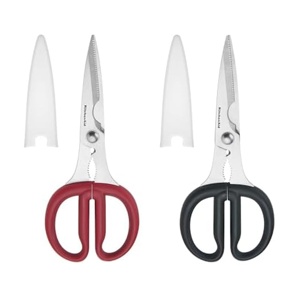 KitchenAid All Purpose Kitchen Shears with Protective Sheath Durable Stainless Steel Scissors, Dishwasher Safe, Soft Grip Comfort Handle, 8.72 Inch, Ink Blue