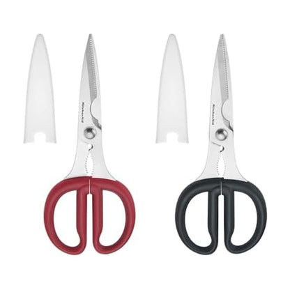 KitchenAid All Purpose Kitchen Shears with Protective Sheath Durable Stainless Steel Scissors, Dishwasher Safe, Soft Grip Comfort Handle, 8.72 Inch, Ink Blue