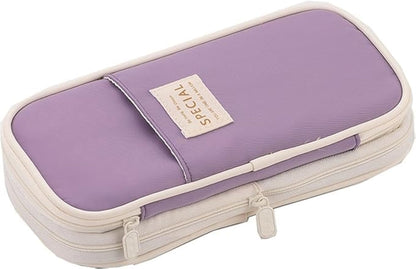 Arnuixty Large Storage Pencil Case Pen Bag with Zipper Big Capacity Pouch Organizer for Office Travel Holder Box(Peach)