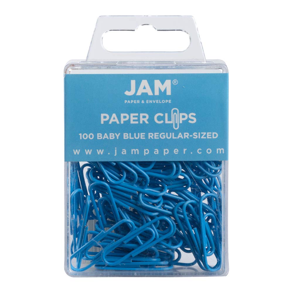 JAM PAPER Colorful Standard Paper Clips - Regular 1 Inch - Dark Blue Paperclips - 100/Pack