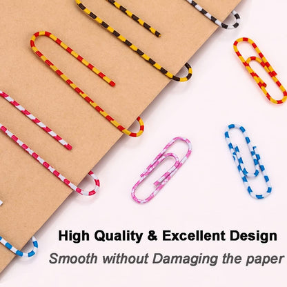 Vinaco Color Stripe Paper Clips, 400Pcs Medium Large 1.3" & 2", Rustproof