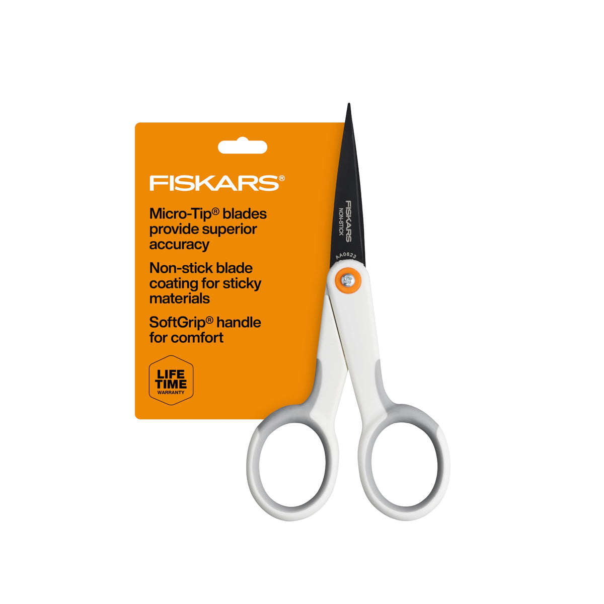 Fiskars 5" Orange-Handled Micro-Tip Fabric Scissors, No. 5