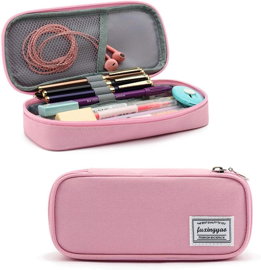 FUXINGYAO Pencil Case, Multi- Slot Pencil Pouch, Portable Pencil Bag, Pen Case for& Office(Black)