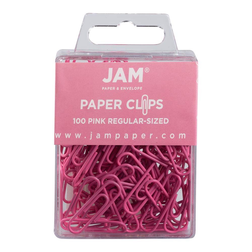 JAM PAPER Colorful Standard Paper Clips - Regular 1 Inch - Orange Paperclips - 100/Pack