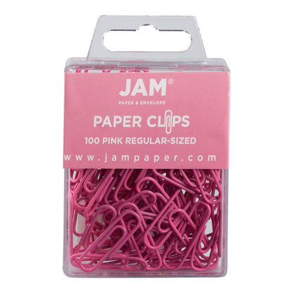 JAM PAPER Colorful Standard Paper Clips - Regular 1 Inch - Black Paperclips - 100/Pack
