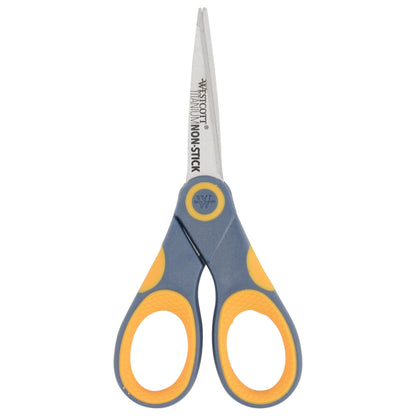 Westcott 8-Inch Non-Stick Titanium Scissors For Office and Home - Glide Adjust Technology - Grey/Yellow Craft, Fabric Scissors - 2 Pack