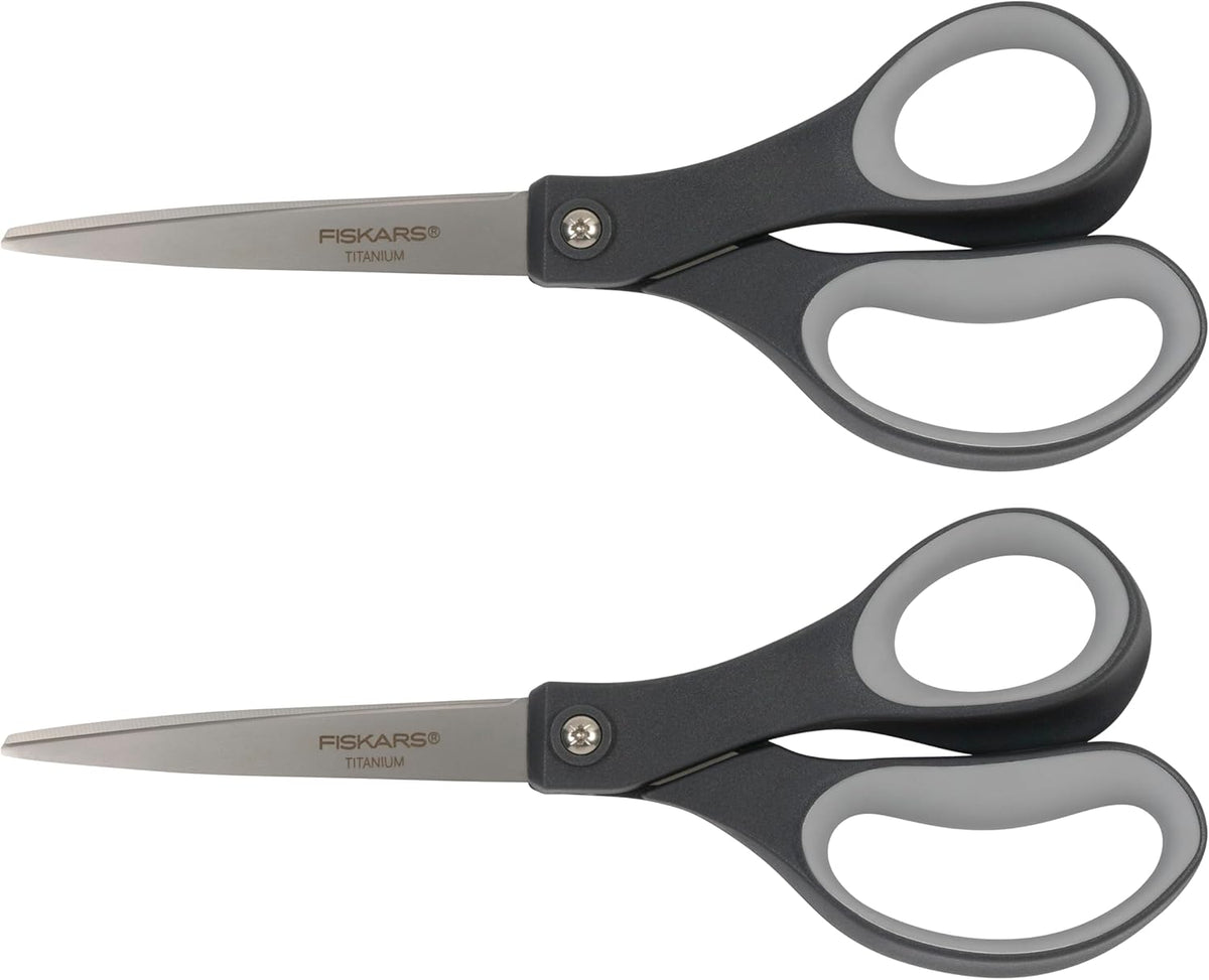Fiskars 8" Everyday Titanium SoftGrip All Purpose Scissors, 2-Pack