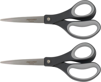 Fiskars 8" Everyday Titanium SoftGrip All Purpose Scissors, 2-Pack